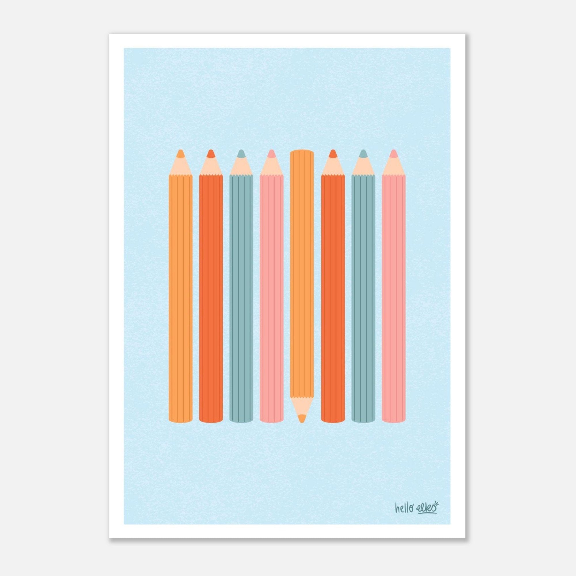 Coloured Pencils Digital Art Print