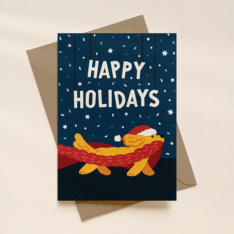 Happy Holidays Dog Card