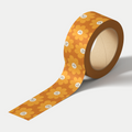 Happy Flowers washi tape featuring cute smiling flowers in bright orange and yellow colours