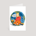 Greeting card with an illustration of a person sitting among plants, with text 'I like plants better than people'.